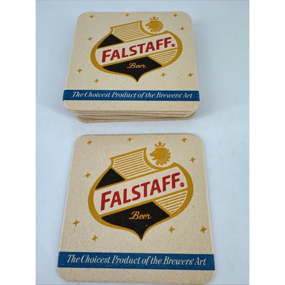 Beer Coasters Lot of 10 Vintage Falstaff New Clean Barware Cardboard Advertising